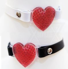 strawberry heart choker/garter on Storenvy Strawberry Clothing, Pastel Accessories, Strawberry Heart, Strawberry Hearts, Miraculous Ladybug Oc, Heart Choker, Fantasy Jewelry, Yellow Gold Earring, Look Cool