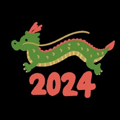 a green and red dragon sitting on top of a white sign that says, 2012