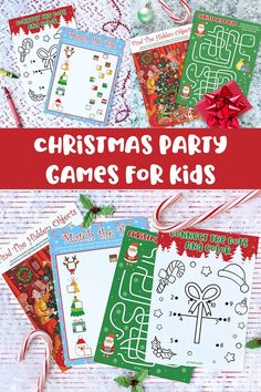 Christmas Party Games for Preschool Kids - Hidden Objects, Matching, Maze, Connect The Dots Classroom Holiday Party Games, Tile Matching, Classroom Holiday Party, Find The Hidden Objects, Christmas Maze, Christmas Party Games For Kids, Games For Preschool, Hidden Objects