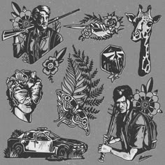 an image of various tattoos on a gray background