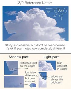 an image of clouds in the sky with captioning instructions to describe them and how they are made