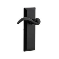 a black door handle on a white background