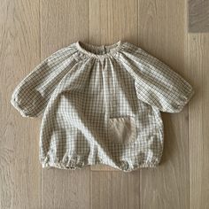 Baby Long Sleeve Pocket Plaid Romper (3-18m) - 2 Colors | AT NOON STORE Fall Long Sleeve Bubble Romper For Playtime, Casual Beige Cotton Bubble Romper, Casual Beige Bubble Romper For Playtime, Cotton Long Sleeve Bubble Romper For Playtime, Casual Long Sleeve Bubble Romper For Playtime, Long Sleeve Cotton Bubble Romper, Brown Long Sleeve Tops For Playtime, Beige Long Sleeve Tops For Playtime, Plaid Romper