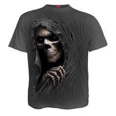 Spiral Grim Ripper - T-Shirt Charcoal Metal T Shirts, Kids Clothes Boys, The Grim, Jersey Design, Kids Sleepwear, Unisex Shirt, Lion Sculpture