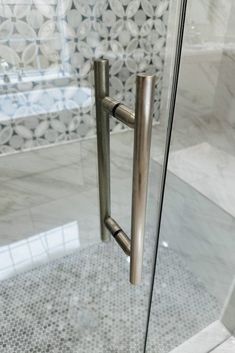 a glass door with a handle on it