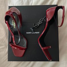 Timeless Ysl Heels That Look Great. Size 9 And Never Worn. I Purchased Them From Bloomingdale’s But Too Big. Cherry Shoes, Girly Shoes