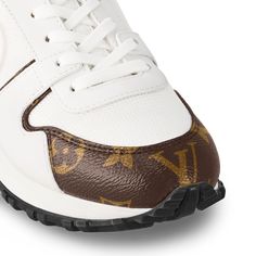 LOUIS VUITTON® - Run Away Sneaker - White Luxury White High-top Sneakers With Air Cushioning, Luxury Dynamic White Sneakers, Luxury Custom Sneakers With Contrast Sole For Running, Louis Vuitton Women, Jean Material, Color Dorado, Monogram, Louis Vuitton, White