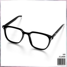 a pair of black glasses sitting on top of a white table next to a bar code