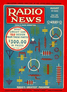 an old radio news magazine cover with various symbols