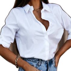 Office Button-up Blouse With Button Closure, Office Wear Button-up Tops, Button-up Tops For Office Wear, Trendy Office Wear Tops With Buttons, Office Button-up Blouse With Snap Buttons, Office Button-up Tops, Office Blouse With Back Button Closure, Office Button-up Tops With Buttons, Office Button-up Top With Snap Buttons