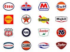 many different logos are shown together in this image, including shelling and gas stations