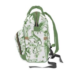 Experience the perfect blend of style, functionality, and durability. Introducing our Floral Green and White Chinoiserie Jungle Multifunctional Backpack, the ultimate multifunctional bag for parents (or teens) on the go. This stylish backpack is perfect for running errands or embarking on day trips with your toddlers. Crafted from lightweight, high-grade nylon, it ensures durability that will last for generations. With its open design, this backpack features a main pocket with a zipper, three el Multifunctional Portable Luggage For Daily Use, Portable Multifunctional Everyday Luggage, Practical Standard Backpack Luggage For Daily Use, Multifunctional Backpack Travel Bag, Multifunctional Travel Backpack, Versatile Portable Backpack Travel Bag, Versatile Portable Travel Backpack, Everyday Portable Backpack Luggage, Everyday Backpack Luggage