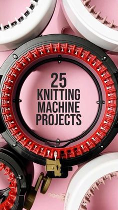 the 25 knitting machine projects logo is surrounded by other circular objects