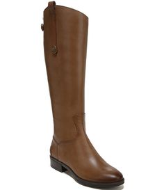 Sam Edelman Penny Tall Leather Riding Boots | Dillard's Leather Lined Riding Boots For Fall, Leather Lining Riding Boots For Fall, Fall Snip Toe Walking Boots, Riding Boots With Leather Lining For Fall, Brown Waterproof Boots For Riding In Fall, Leather Knee-high Riding Boots For Winter, Wide Calf Leather Riding Boots, Brown Waterproof Boots For Fall Riding, Leather Lined Round Toe Riding Boots