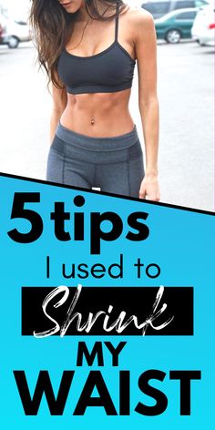 a woman in black sports bra top and grey pants with the words 5 tips i used to