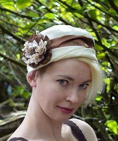 Lola Hat Linen in Seashell with Brown Flower Brooch Handmade by Pandemonium Seattle Solar And Lunar Eclipse, Ruff Collar, Cozy Coats, Velvet Flowers, Crown Heights, Dupioni Silk, Hat Style, Cloche Hat, Support Handmade