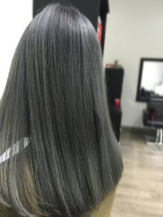 Slate Grey Hair, Icy Blue Hair, Ash Gray Hair Color, Grey Blending, Grey Hair With Bangs, Funky Hairstyles