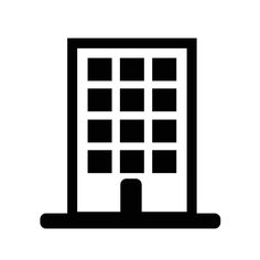 a black and white icon of a tall building