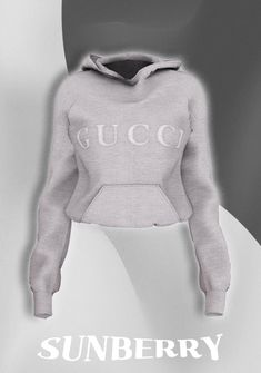 a woman's hoodie with the words gucci on it in white letters