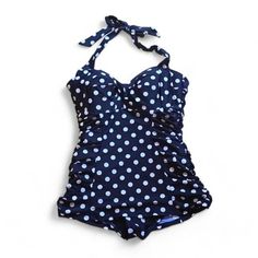 Purchased From Their Website, But Never Wore It. Nwt Navy Blue And White 1950s Style Rockabilly Ruched Sides Attached Skirt For Flattering Fit. Padded Bra Very Flattering! Approximate: Pit To Pit: 16" Waist: 14" Pit To Bottom:19" Retro Fitted Polka Dot Swimwear, Polka Dot Swimsuit, Retro One Piece Swimsuits, Bathing Suit One Piece, Pin Up Swimsuit, Retro Swim, Bathing Suits One Piece, Vintage Swim, Vintage Swimsuit