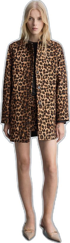 Casual Leopard Print Outerwear For Work, Leopard Print Long Sleeve Outerwear With Button Closure, Oversized Printed Winter Outerwear, Chic Printed Outerwear For Fall, Printed Long Sleeve Outerwear For Work, Style Oversize, Fitted Coat, Total Look, Media Design