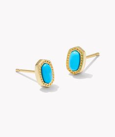 The studs you know and love go extra dainty in the Mini Ellie Gold Stud Earrings in Turquoise Magnesite. Petite iterations of our signature shape are framed by our classic hoofprint detailing, creating the ideal earrings for those with a more minimal style approach. Metal 14k Yellow Gold Over Brass Material Turquoise Magnesite Closure Ear Post Size 0.31"L X 0.21"W Baby Ellie, Hoof Print, Kendra Scott Earrings, Long Sleeve Outerwear, Gold Stud Earrings, Minimal Style, Gold Stud, Brass Material, Silver Turquoise