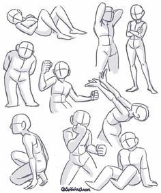 an image of some people doing different things in the same drawing style, including hands and feet