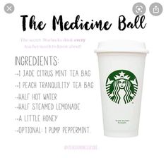 a starbucks cup with instructions for the medicine ball