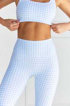 Introducing Astoria BALANCE — a set thoughtfully designed to become your go-to for daily wear yet supportive enough to push you through your toughest workouts. Our BALANCE Gingham Legging utilizes our ultra-soft Freeform™ brushed fabric designed to both flatter and support. Notable features include quick-dry tech, a moderate compression waistband with high waist fit, and back-side V-seam added to accentuate your curves without sacrificing functionality. Workout Sets Outfit, Houndstooth Leggings, Pilates Clothes, Sports Bra Top, Gingham Shorts, Workout Fits, Performance Leggings, Workout Sets, Womens Workout Outfits