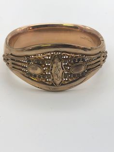 Antique Victorian Gold Filled Monogram Bangle with diamonds 1.75 at widest pointe and 5/8 at thinnest point. Bracelet is 7.5 in long Bangle With Diamonds, Victorian Gold, Antique Victorian, Cuff Bracelets, Gold Filled, Jewelry Bracelets, Bangles, Diamonds, Monogram