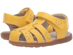 See Kai Run Kids Gloria IV (Toddler/Little Kid) Girl's Shoes Yellow Spring Slip-resistant Round Toe Sandals, Non-slip Adjustable Fit Round Toe Sandals, Adjustable Fit Non-slip Round Toe Sandals, Adjustable Fit Non-slip Sandals With Round Toe, Casual Round Toe Sandals For Daycare, Spring Playtime Sandals With Rubber Sole, Casual Sandals With Rubber Sole For Playtime, Playful Closed Toe Sandals With Soft Sole, Shoes Yellow