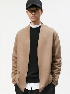 BZ013302 Suede Blazer Mens, Casual Blazer Men, Collarless Blazer, Suede Blazer, Men Suede, Feeling Confident, Versatile Wardrobe, Mens Fashion Casual Outfits, Color Sand