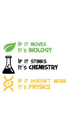 an image of science related words on a white background with green and yellow text that reads if it moves, it's biology