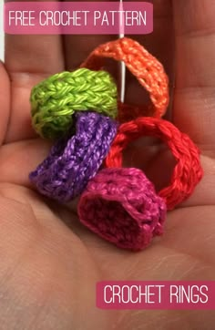 the crochet ring pattern is shown in different colors