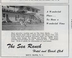 an old advertisement for the sea ranch hotel and beach club, ca 1950's