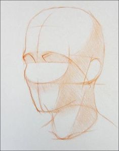 a drawing of a man's head with lines drawn on the side of it