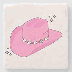 Cowboy Hat - Pink – Modern And Colorful Cowboy Hat Illustration. Cowboy Hat Illustration, Hat Illustration, Preppy Pink, Stone Coasters, Pink Stone, Cowboy Hat, Cowboy Hats, Coasters, Cowboy