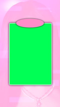 a woman's face is shown in front of a pink background with a green rectangle