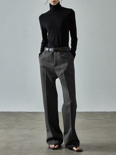 These classic wool bootcut pants offer a timeless and luxurious style suitable for various occasions. It features the high-waisted design for a flattering fit.- Comfortable semi bootcut line with a moderate hem width- Dimensional double stitch line elongates the legs- Sophisticated stich details as a refined touch Roll Neck Top, Double Stitch, Bootcut Pants, Formal Looks, Bag Dress, Padded Jacket, Slim Legs, Stripe Sweater, Formal Wear