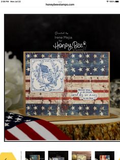 the homepage for honey bee's website is shown with an american flag design