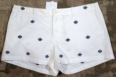 RALPH LAUREN SPORT WOMEN'S 14 WHITE NAVY EMBROIDERED YACHT FLAGS ANCHOR SHORTS! Ralph Lauren Shorts Women, Ralph Lauren Sport, Ralph Lauren Shorts, Shorts Women, Half Price, Anchors, Sports Women, Ralph Lauren, Flag