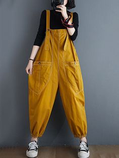 Original With Pocket Denim Overalls BLACK-M Loose Romper, Costume Bags, Jeans Overall, Black Overalls, Leisure Fashion, Fashion Seasons, Denim Overalls, Cotton Style, Black N Yellow