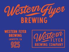 some type of logo for western flying brewing, which is also in orange and blue