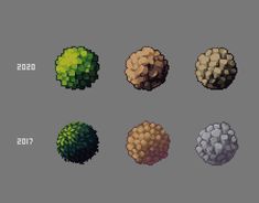 an image of different types of balls in pixel art style, with the text below it