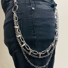 New Unbranded Length: 19.7 Inch, Width: 1.6 Inch Material: Zinc Alloy Color: Silver Style: Street Type: Multi-Layer European Gothic, Waist Chain Belt, Grunge Accessories, American Gothic, Cheap Monday, Grunge Punk, Waist Chain, Silver Style, Chain Belt