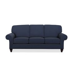 a blue couch on a white background