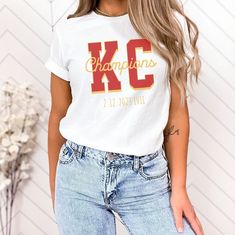 The perfect gift to support the Kansas City football team!  This Kansas City football shirt is the perfect way to show your Kansas City pride. Find Kansas City apparel/clothing such as Kansas City Football tees, t-shirts, t shirts, tshirts, or shirts here. This listing is for one UNISEX t-shirt with the design shown in the listing picture. This classic Bella & Canvas 3001 unisex jersey short sleeve tee fits like a well-loved favorite. Soft cotton and quality print make users fall in love with it Football Season Fan Apparel T-shirt With Heat Transfer Vinyl, Football Fan T-shirt With Heat Transfer Vinyl, White Sports Fan T-shirt For Fan Events, Collegiate White T-shirt With Heat Transfer Vinyl, White Collegiate T-shirt With Heat Transfer Vinyl, Team-colored T-shirt With Heat Transfer Vinyl For Fans, College Football Season Sublimation Print T-shirt, College Football Season T-shirt With Sublimation Print, Cute Shirt Ideas