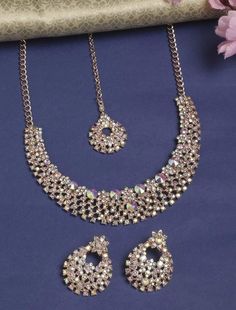 25%BULK ORDER DISCOUNT Coupon Code=SAVE25PERCENT 25% off when you buy 3 items https://www.etsy.com/shop/indianjewelrysets/?etsrc=sdt&coupon=SAVE25PERCENT Indian Bridal Traditional Designer Rose Gold PLATED  Studded Diamond  Necklace Earrings  Jewelry Set SHIPPING l be dispatched within 1-3 business day after the payment is clear. Items will arrive in 18-20 business days. The arrival time depends on some factors and different areas: We only ship to the confirmed address provided by PayPal. Before Engagement Roses, Color Stones Jewelry, Diamond Jewelry Set, Indian Bollywood, Rhinestone Jewelry, Party Jewelry, Wedding Jewelry Sets, Gold Plated Necklace, Bulk Order