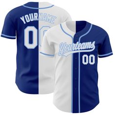 Custom Royal White-Light Blue Authentic Split Fashion Baseball Jersey Royals Baseball, Logo Wear, Blue Football, Alpha Kappa Alpha, Gym Gear, White Jersey, Number 3, Baseball Shirts, Baseball Jersey