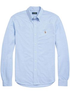 light blue cotton embroidered logo at the chest signature Polo Pony motif box-pleat detail classic collar front button fastening long sleeves buttoned cuffs curved hem Ralph Lauren Knit, Icon Clothing, Harbor Island, Money Images, Oxford Shirts, Polo Pony, Polo Long Sleeve, Ralph Lauren Long Sleeve, Button Down